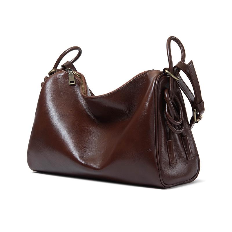 Genuine Leather and Cowhide Boston Bag Versatile and Fashionable Single-shoulder Bag Casual Crossbody Bag