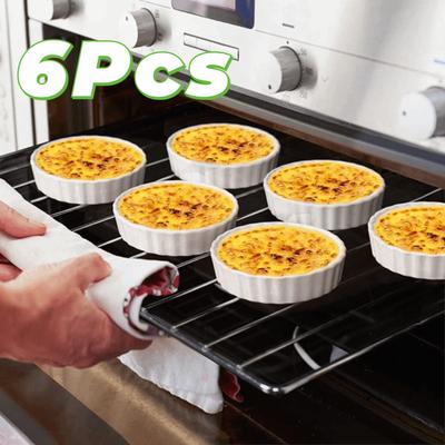 6pcs Ceramic Creme Brulee Ramekins Shallow Souffle Dishes Steamed Egg Dishes  Pudding