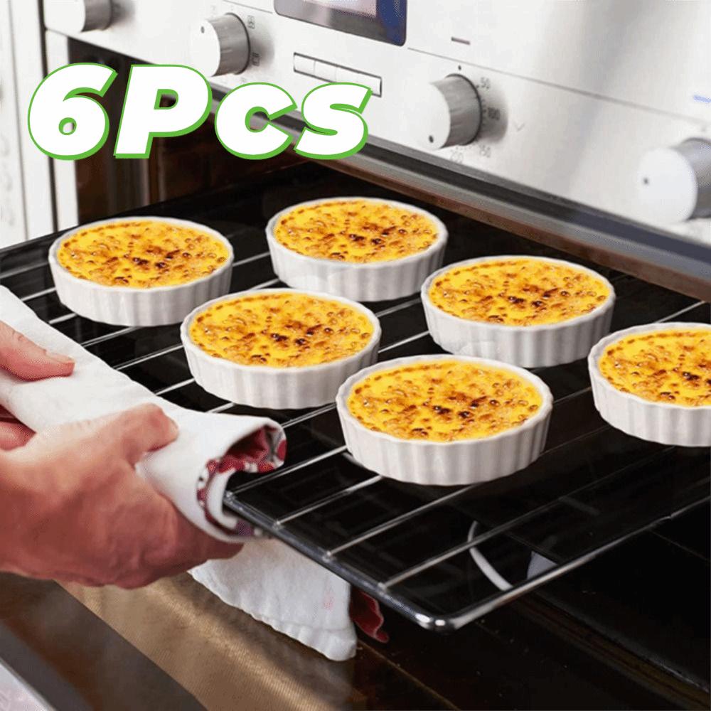 6pcs Shallow Tart Baking Pan Ceramic Souffle Dishes Mini Pie Baking Tray  Bakery