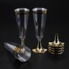 12x Disposable Plastic Champagne Cups with Rose Gold/Gold