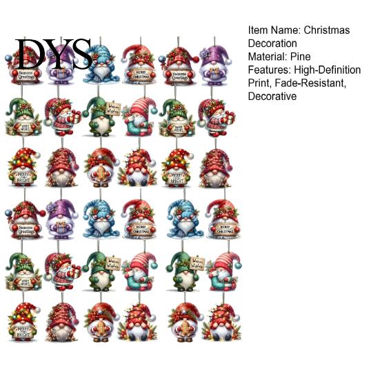 Nordic Holiday Party Decor 12/24/36Pcs Christmas Gnome Ornaments, 2D Wooden Decorations for Xmas Tree, Funny Rustic Tree Ornaments Gnomes Hanging Home