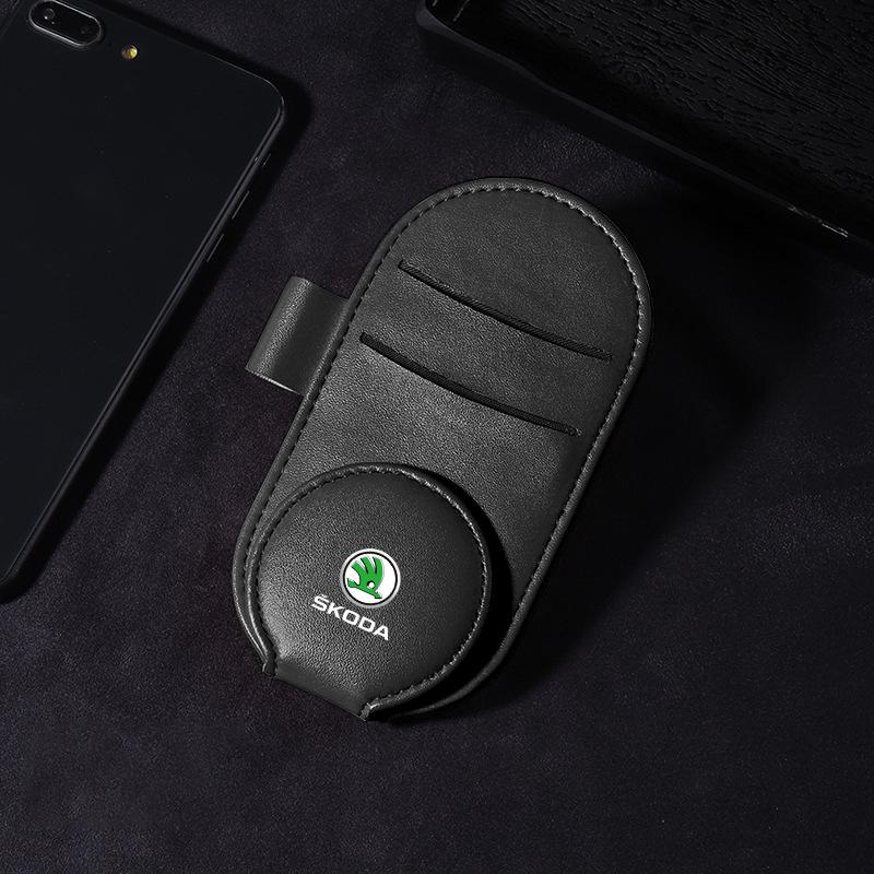 Car Multifunction Sunglasses Clip Card Ticket Holder Stand Eyeglasses for Skoda Octavia Fabia A7 Kamiq Kapoq Kodiaq Rapid SCALA Superb Yeti Derivati