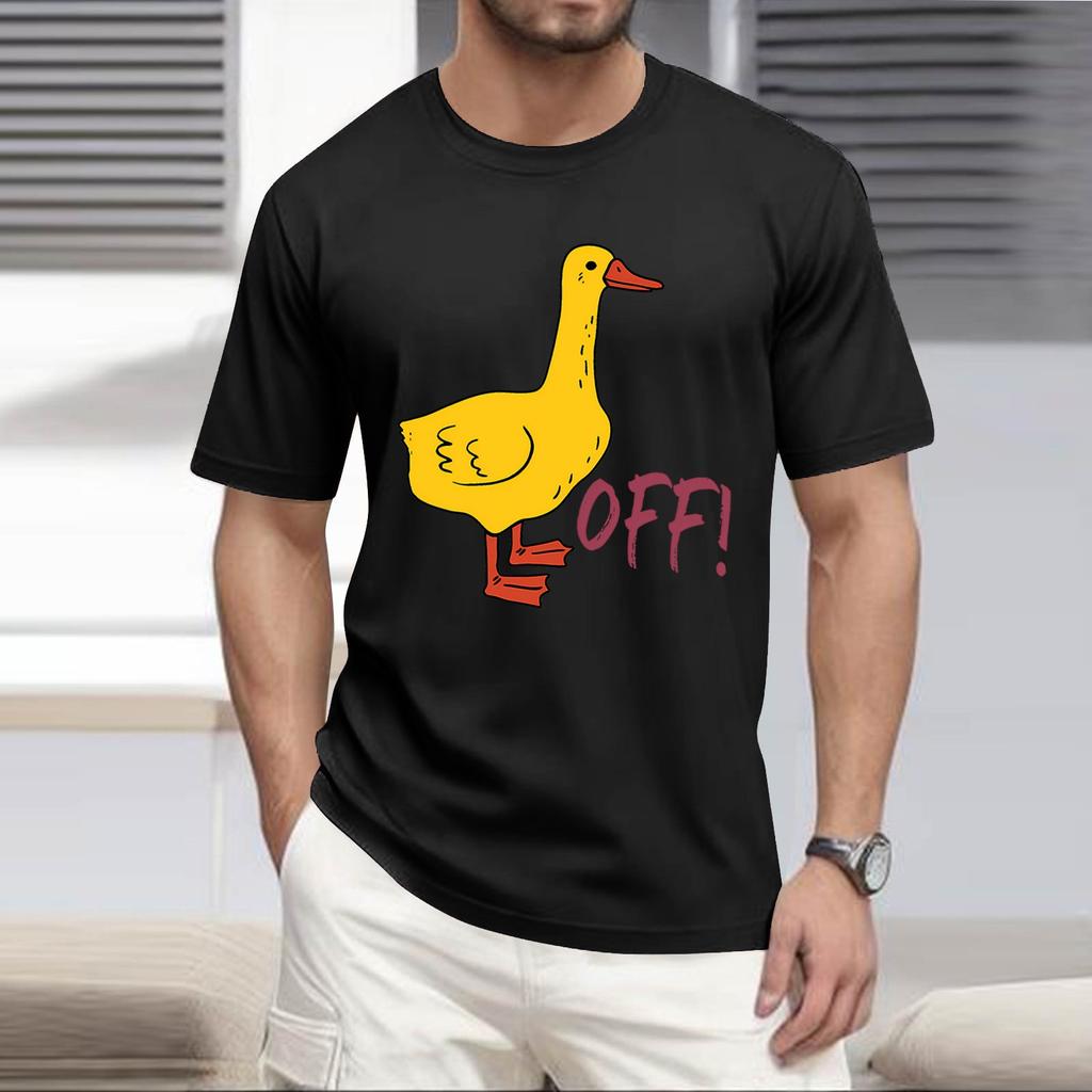 Sommerens populære t-skjorte for menn med trykk, rund hals og korte ermer