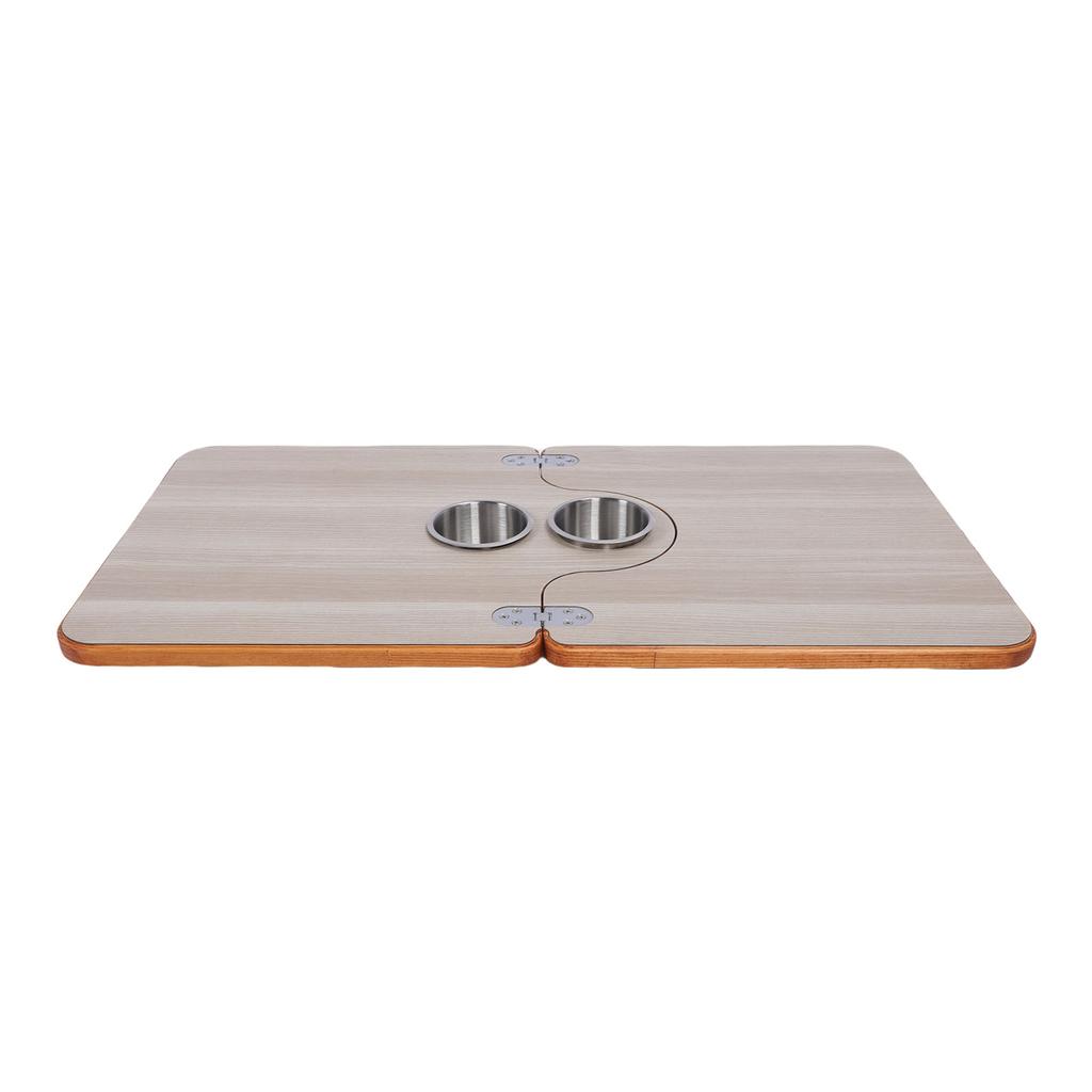 RV Tabletop 29.53x15.35in Solid Wood Folding Desktop Panel with 2 Stainless Steel Cup Holder for Trailer Motorhome