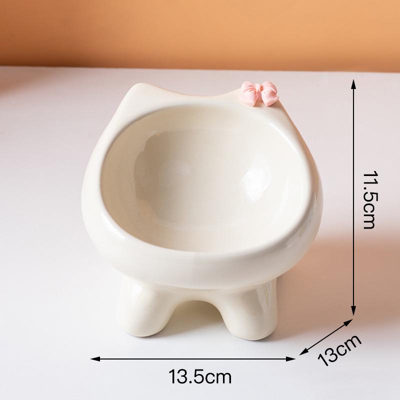 Cute Ceramic Pet Bowl Elevated Cat Bowl Protects Cervical Vertebrae Pet Supplies