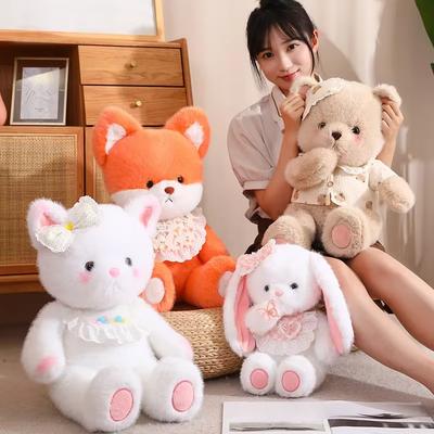 45 cm süßes Plüschspielzeug, Fuchs, Katze, Kaninchen, Bär, weiche, schöne Tiere, ausgestopfte Puppen, Greifpuppe für Kinder, Geburtstagsgeschenk