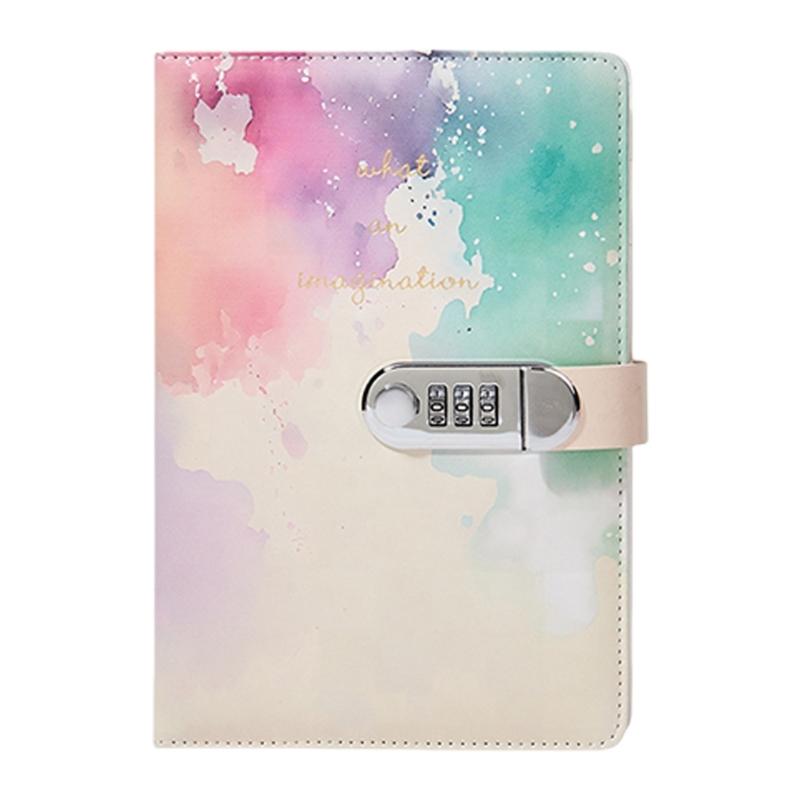 Leather Lined Diary with Lock for Girls Boys Women Lockable Notebook Leather Journal with Combination Lock 145x215mm