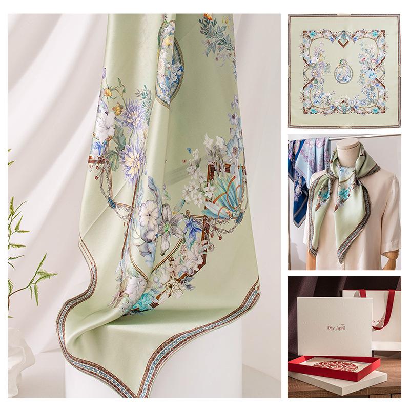 Summer new mulberry silk silk scarf women's outer scarf shawl square scarf versatile cross-border
