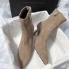 French new high-heeled pointed thin Korean version thin-heeled simple commuter short boots