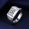 925 Sterling Silver Rings for Men Shining Crystal Adjustable Size Fashion Gifts Engagement Wedding High Quality Jewelry