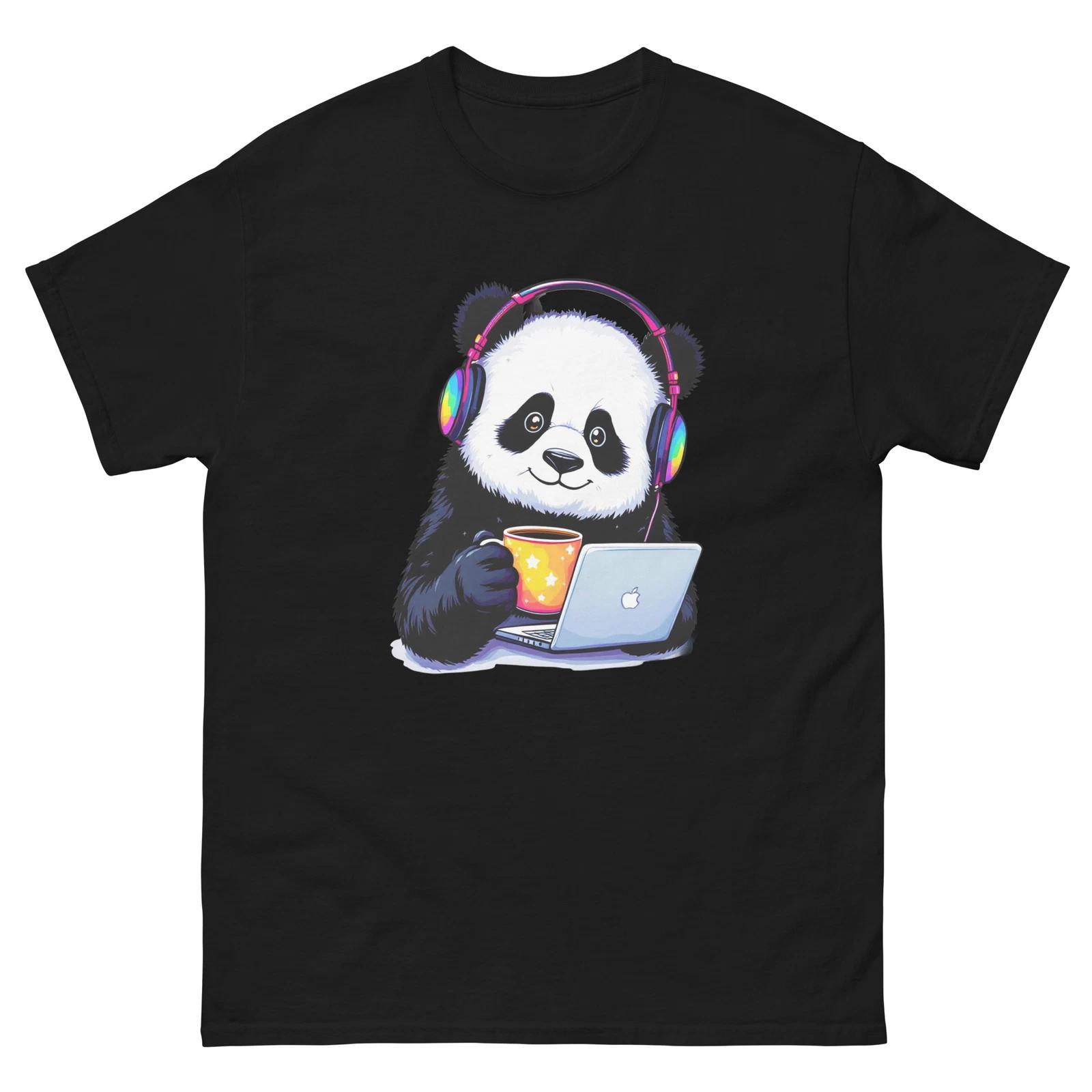 Panda Working From Home Funny Work From Home T-Shirt 4XL