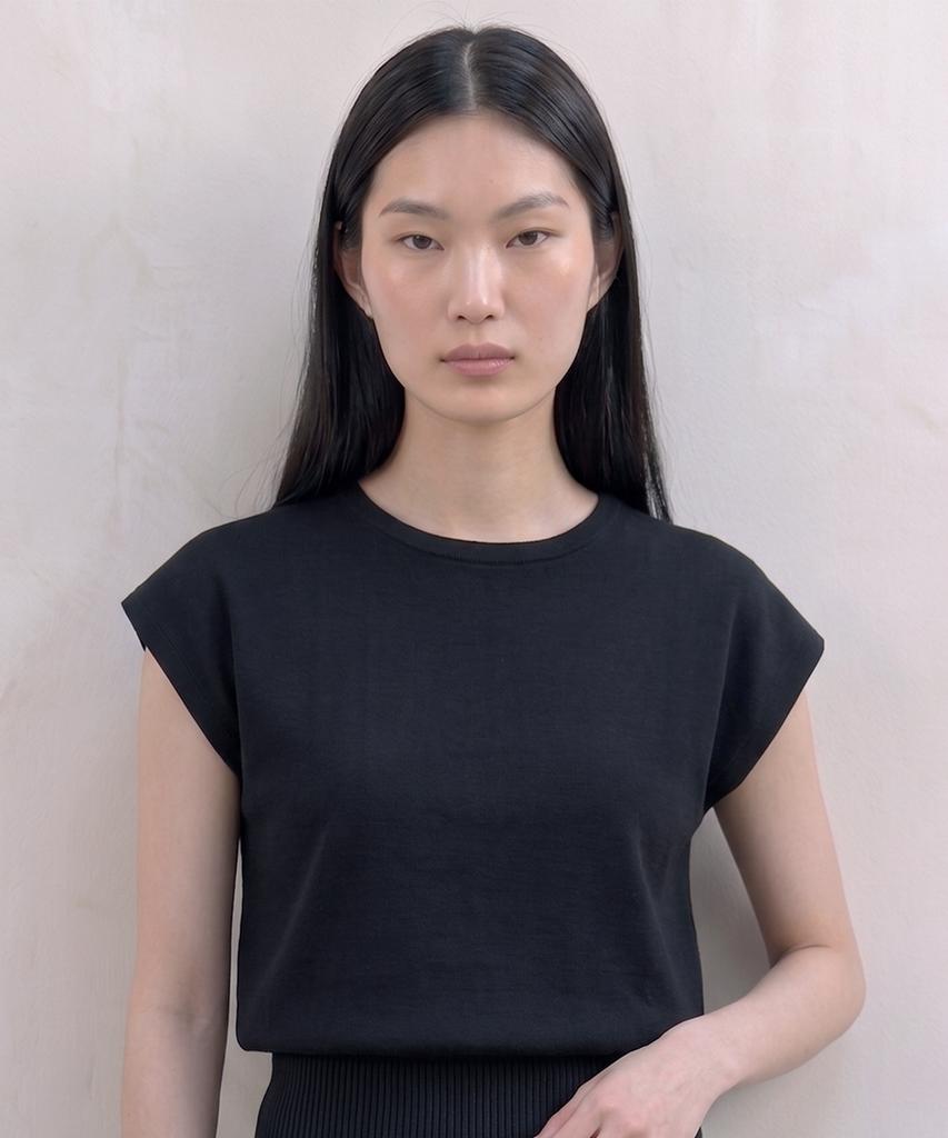 KIMDOH Arlo Ribbed Round Cap Top Black