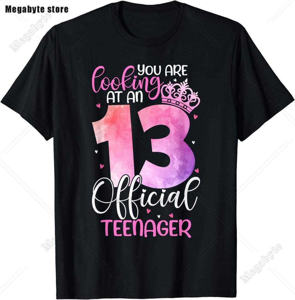 13. Geburtstag Spiel Level 13 Freigeschaltet Offizielles Teenager Gamer T-Shirt Unisex Damen Weich Bedruckte Kleidung Streetwear Grafik T-Shirts