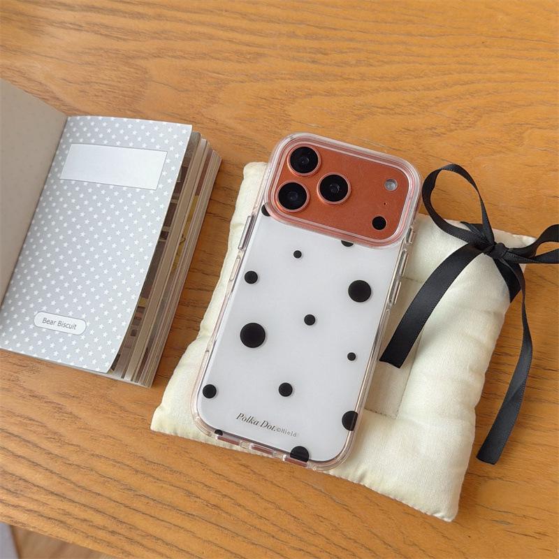 

Korean Style Minimalist Black Polka Dot Phone Case for iPhone 17/16 Pro Max/15/14 - High-End Feel iPhone 17