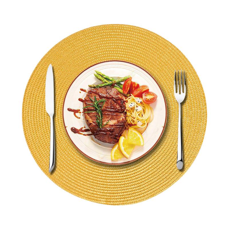 Round 38Cm Home Placemat Insulation Pp Dining Table Mat Biodegradable Woven Dining Mat For Kitchen Xmas Dining Table Party Decor A11