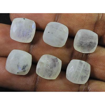 12x12MM Přírodní duhový měsíční kámen Briolit Čtvercový broušený drahokam 6 ks balení RML-918