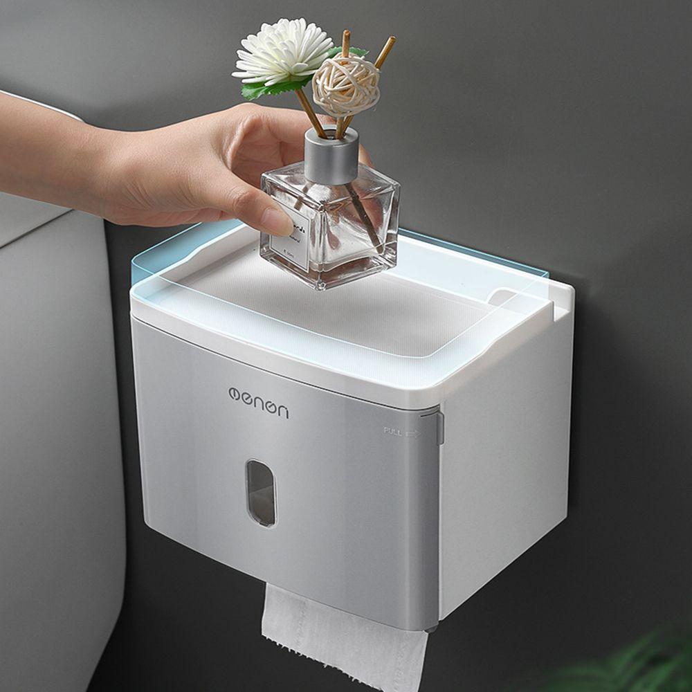 Mounted No Punching Roll/Draw Paper Dispenser Toilet Paper Holder Storage Rack Tissue Box Shelf