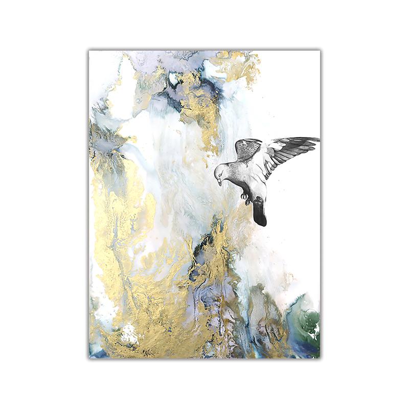 

Синий, зеленый, золотой, современный абстрактный голубь, настенный постер, скандинавский холст с принтом, живопись, художественное украшение, картина, декор для гостиной 21x30cm No Frame