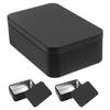 OSALADI Set of 3 Tin Cans, 10 x 6.5 x 3.4cm, with Lids, for Playing Cards and Poker, Mini Metal Boxes for Home Storage, Black, Compact, Portable, Styl