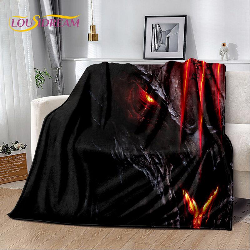 Koc 3D Diablo Gra Gamer Kreskówka Miękki Pluszowy, Koc Flanelowy Koc Narzuta na Salon Sypialnię Łóżko Sofa Piknik Okrycie Dzieci