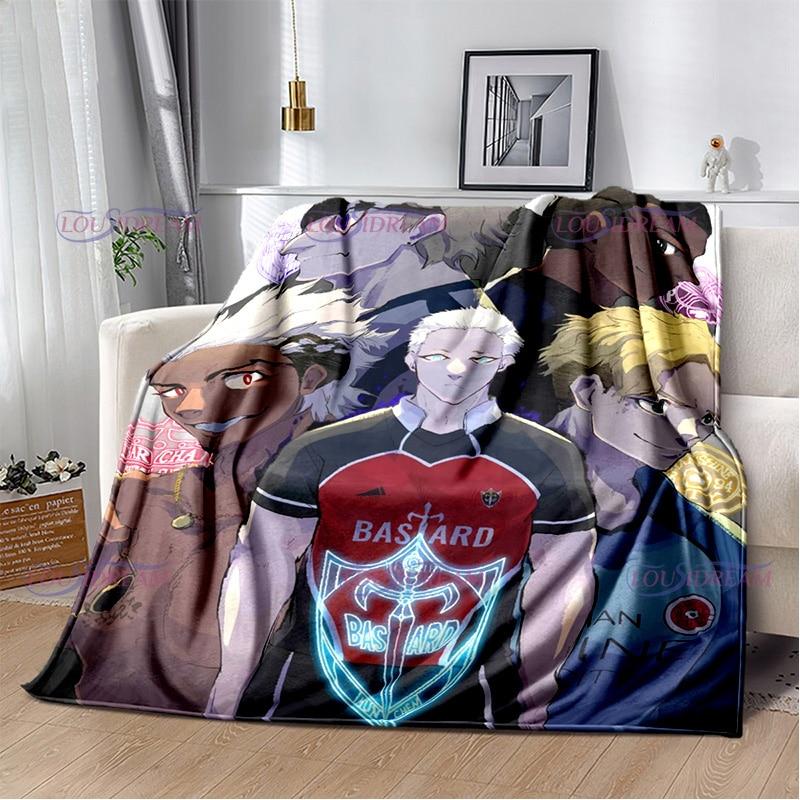 Manta con cierre azul de dibujos animados japoneses, manta cálida de felpa acogedora para el hogar, para cama, sofá, regalos ligeros para niños