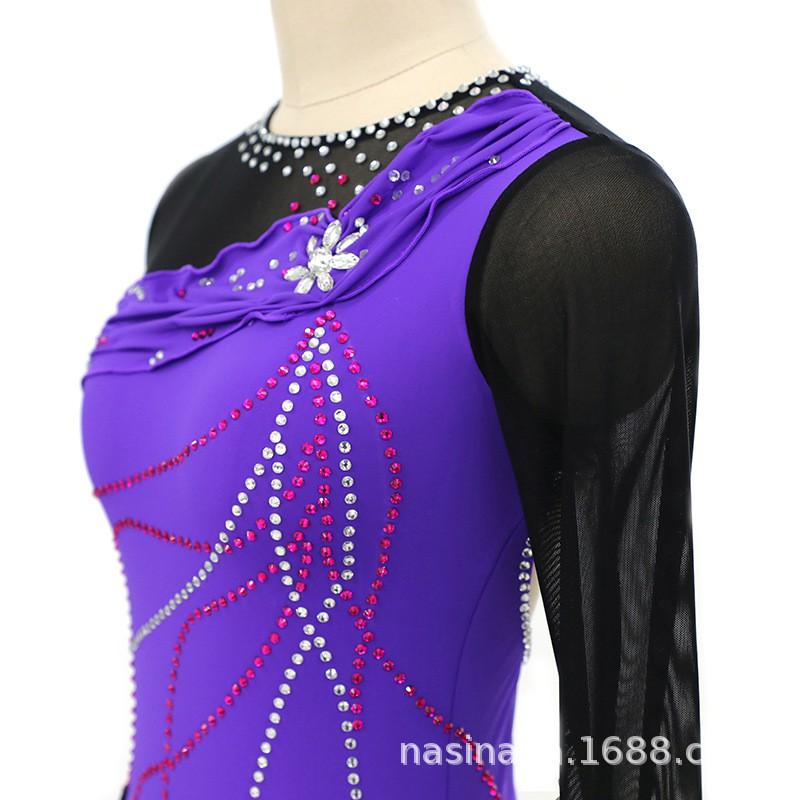 Girls Women Figure Skating Dress Performance Costume Competition Skirt Velvet With Rhinestones 15 Color Options