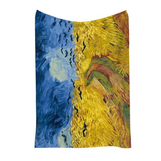 Oil Painting Nap Blanket, Soft Warmth Double-Sided Flannel, Digital Print Shrink-Resistant Machine Washable Office Travel Throw Blanket