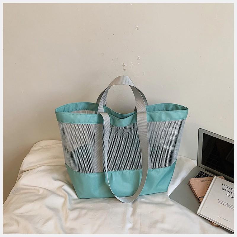 Large Capacity Mesh Travel Tote Bag Women Stylish Shoulder Handbag With Magnetic Urban Minimalist Design Daily