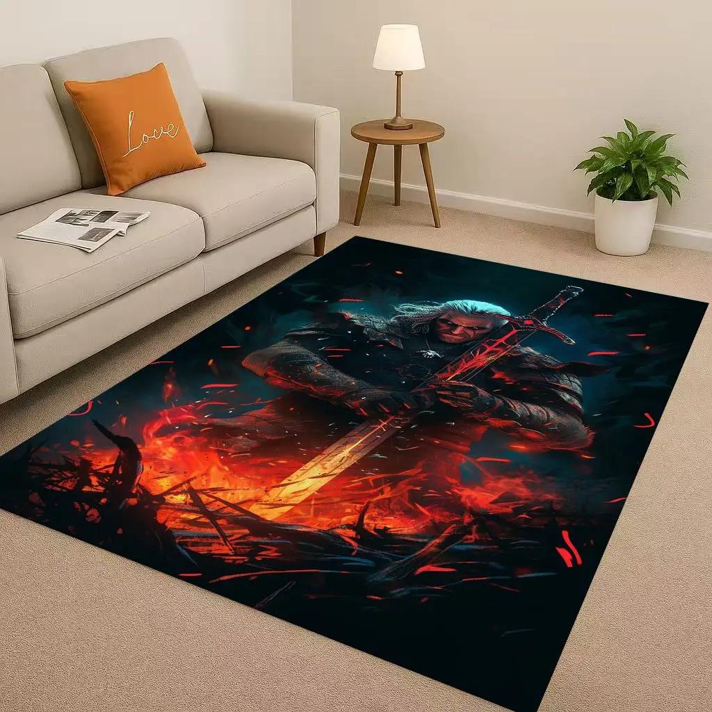 HD The W-Witcher Game Geralt Gamer Cartoon Living Room Non-Slip Area Rug Carpet For Bedroom Playroom Sofa,Home Doormat Kid Gift