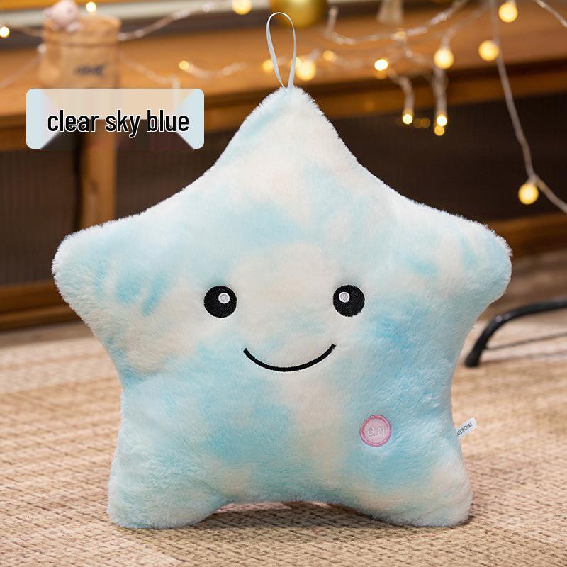 Luminous Five-Pointed Star Throw Pillow: Colorful Plush Toy Decoration for Sofa or Gift