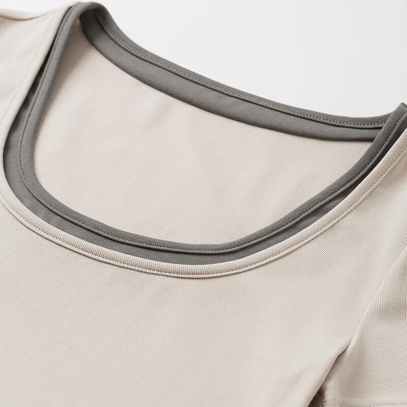 Chuyu Color-block Faux Two-Piece U-Neck Short-Sleeve A-Line Midi Dress