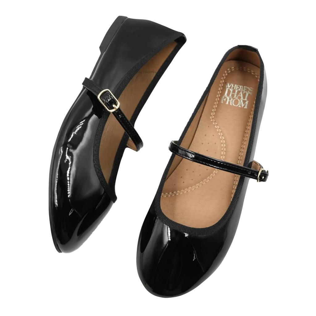 Where's That From Womens/Ladies Josie Straps Wide Ballerina Flats