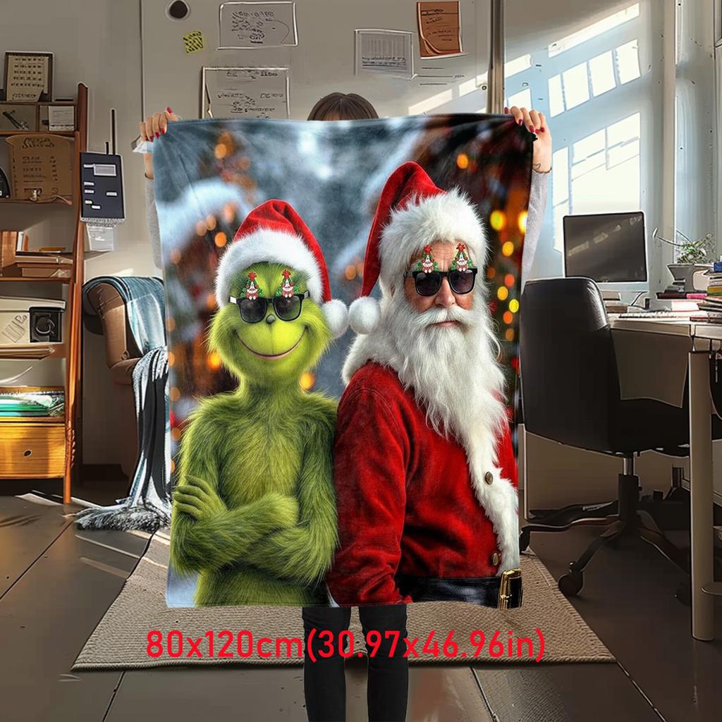 Christmas Gift Comedy Movie How the Grinch Stole Christmas Blanket Home Warming, Four Season Bed Decoration Sofa Cover Flannel Throwing Blanket K11
