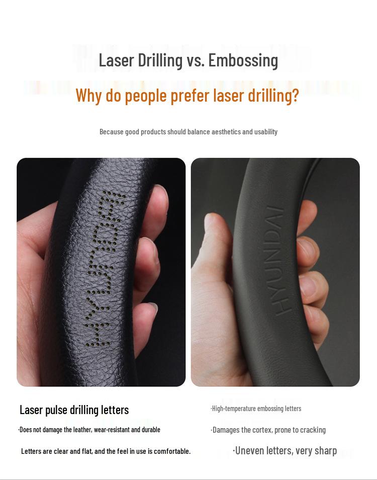 Premium Genuine Leather Steering Wheel Cover for Modern Cars: Mistra, Tucson, Santa Fe, Reina, IX35, IX25, Elantra, Langdong