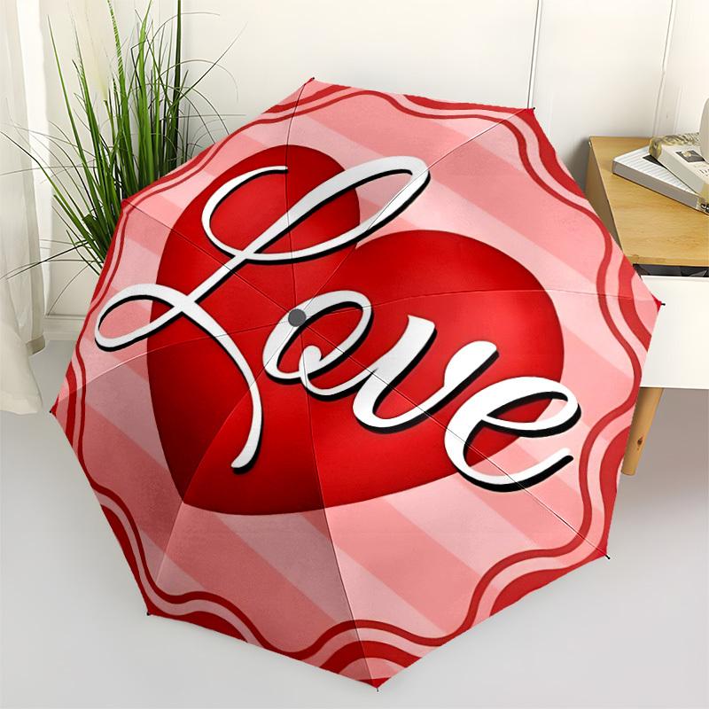 1pc Love Heart Umbrella Portable Home Essential Umbrella Folding Umbrella Durable Iron Frame yy251128009