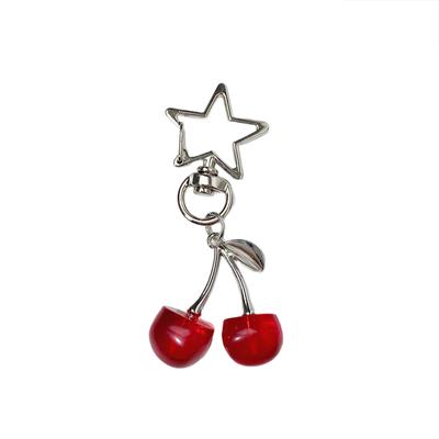 Korean  Cherry Keyring Sweet Fresh Simulation Fruits Keychain Women Girls Bag Pendant Handbag Shoulder Bags Keychain