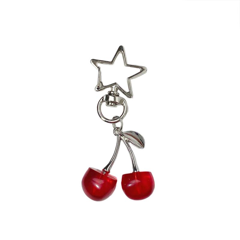 Korean  Cherry Keyring Sweet Fresh Simulation Fruits Keychain Women Girls Bag Pendant Handbag Shoulder Bags Keychain