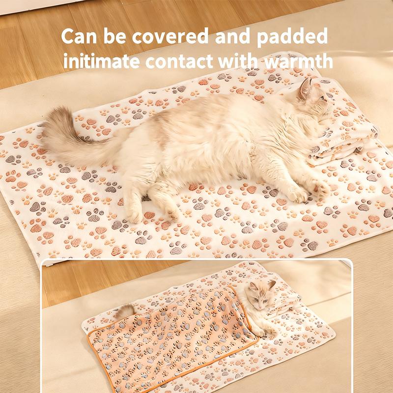 High Quality Soft Fluffy Pet Blanket Cute Dog Cat Paw Print Coral Fleece Blankets Pet Mat Warm and Comfortable Thermal Pad