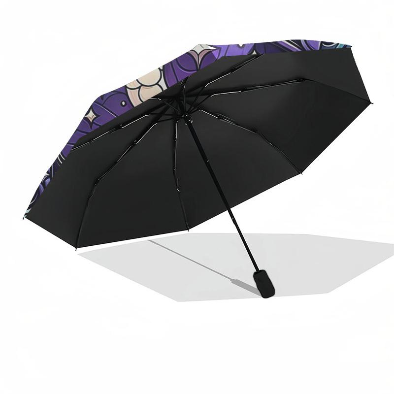 1 Stück Buntglas Katzen Mond Sterne Automatisches Öffnen Schließen Regenschirm, Tragbares Dreifach faltbares Design mit 8-Speichen Eisenrahmen, Outdoor für Fans, Reisende, Tägliche Nutzung, F