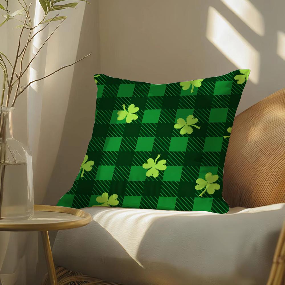 St. Patrick'S Day Gift Cushion Cover Soft Short Plush Pillow Cover Smooth Cozy Texture Aesthetic Cushion Case Home Decor