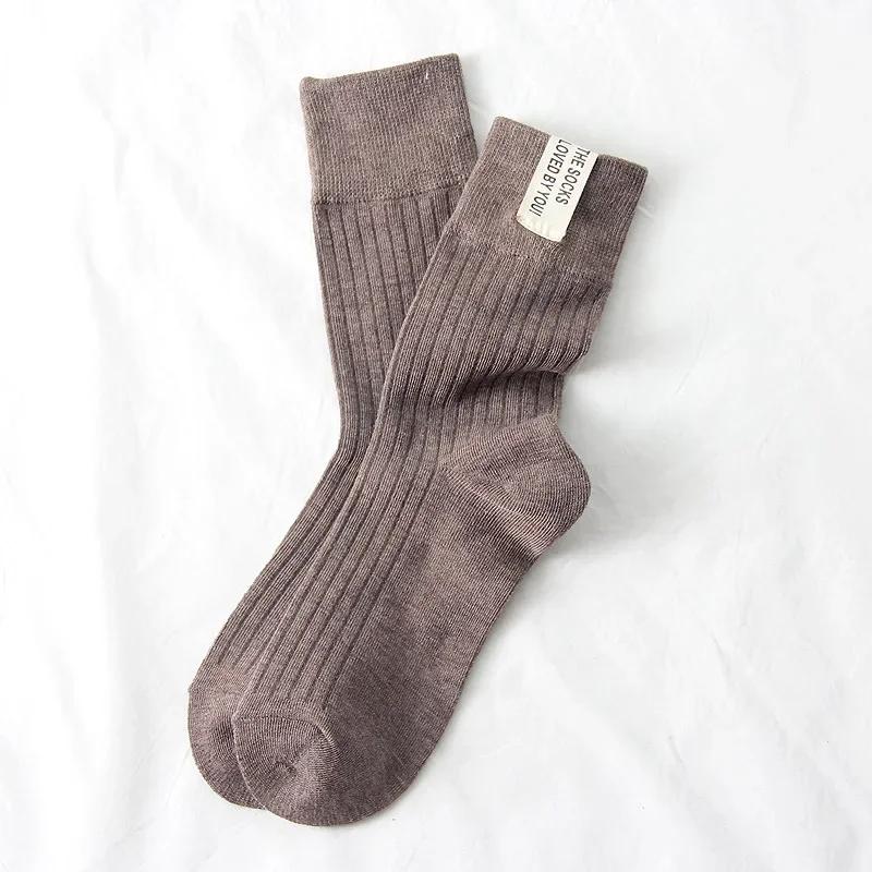Cotton Knitting Women Socks Fashion Harajuku Retro Lady Girls Loose Long Socks Spring Autumn Solid Color Casual Soft High Socks