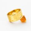 925 Sterling Silver Hammered Ring with Yellow Gold Finish | Minimalist Wide Band Statement Ring for Men Women