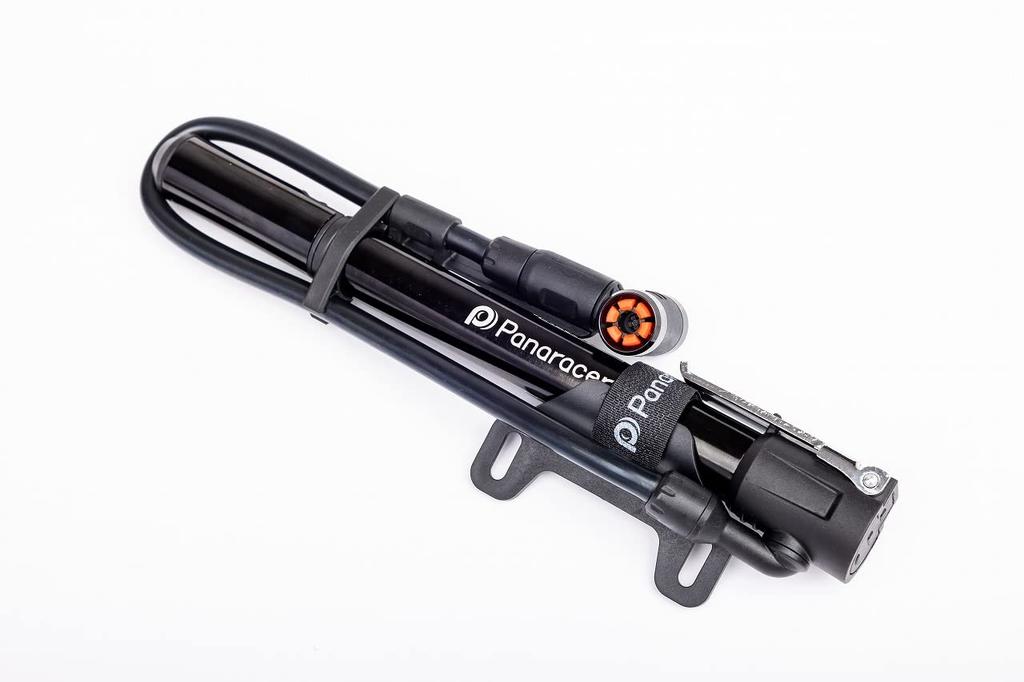 Panaracer Bicycle Pump, One-Touch Installation, Portable High-Pressure Pump with Air Pressure Gauge, US/French Compatible, Black, BMP-24AEZ-B