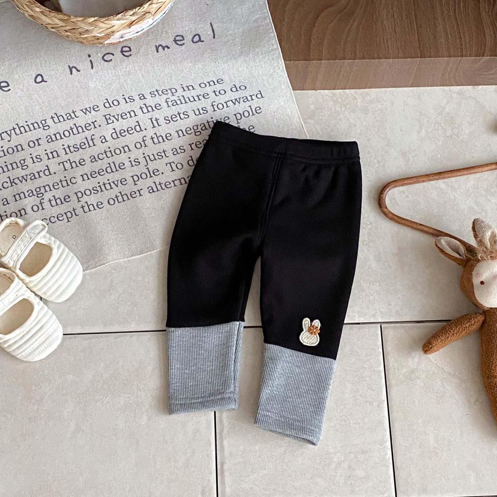 Girls' Cartoon Rabbit Patchwork Leggings - Autumn/Winter Infant Pants