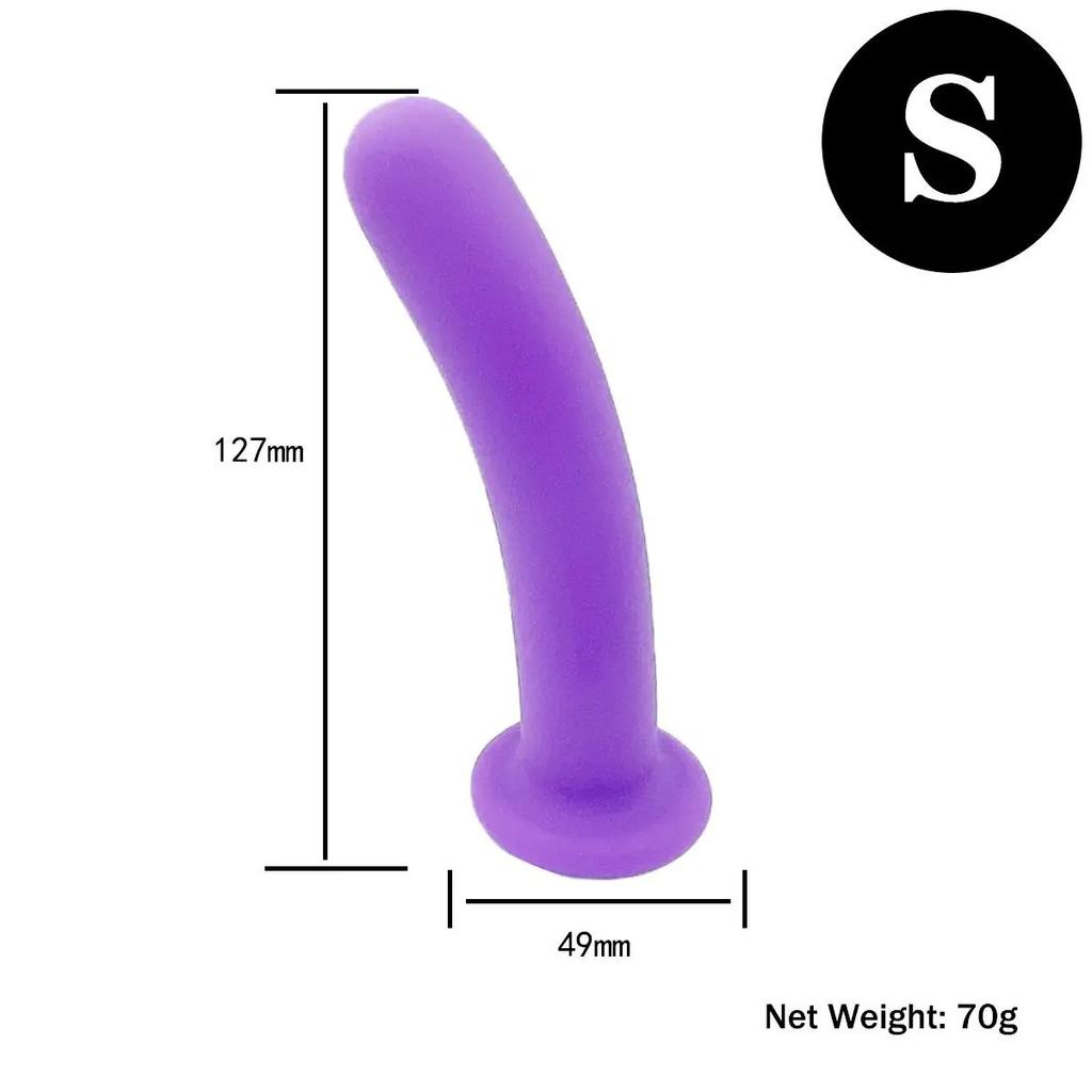 Adjustable Silicone Strap On Harness with Slim Dildo Set, Beginner Pegging Dildo Panties for Women Men Couples, Soft Purple Stra