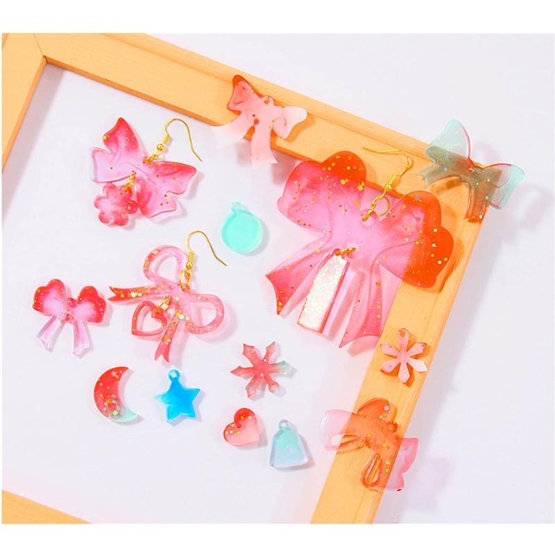 Bowknot Earrings Silicone Mold Epoxy Resin Molds Chinese Style Pendant Keychain Casting Molds with Hole for DIY Crafts