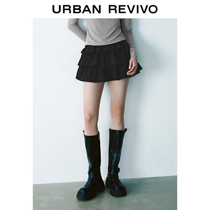 UR2026 Women s Ballet Style Tiered Ruffle Short Skirt XS чёрный