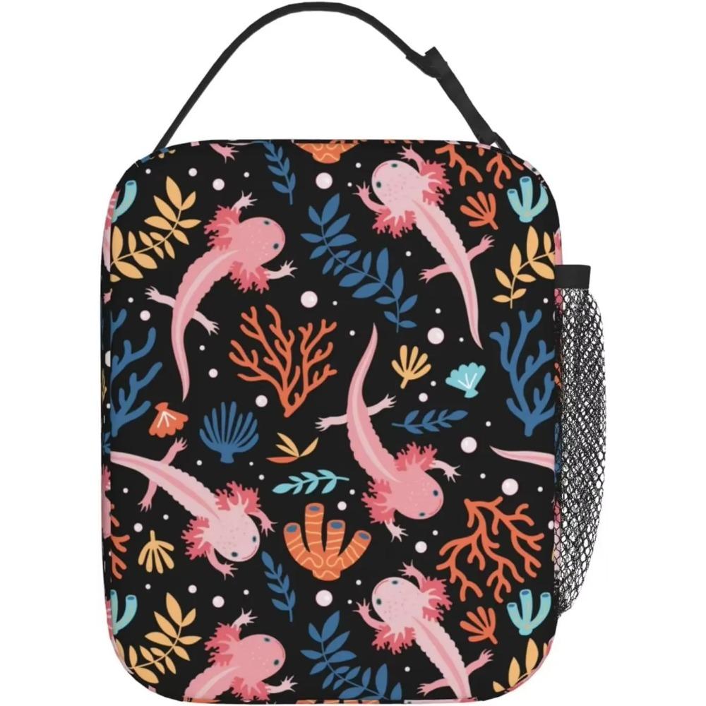 Axolotl Lunch Box Reusable Insulated Lunch Bag Thermal Cooler Bento Tote for Boys Girls School Men Women Picnic Travel Hiking