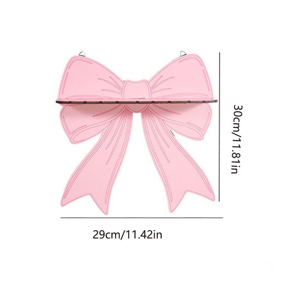 Pink Bow Wall Mounted Shelf Wooden Holder Wood Storage Rack Wall Storage Holder  Girls Room