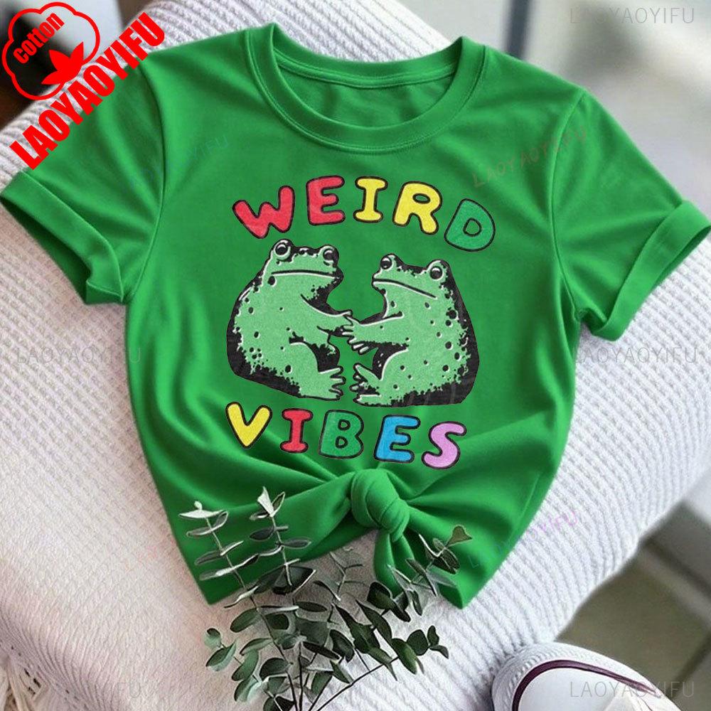Funny Frog Cottagecore Shirt Weird Vibes Toad Tee for Unisex Women Retro Goblincore Fashion TShirt Y2k Clothing Harajuku Tees Tops